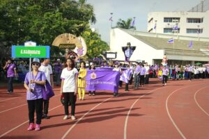 ขบวนพาเหรดของสำนักหอสมุดกลาง ในพิธีเปิดกีฬาสุพรรณิการ์เกมส์ ครั้งที่ 39